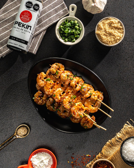 BROCHETAS DE CAMARÓN TERIYAKI