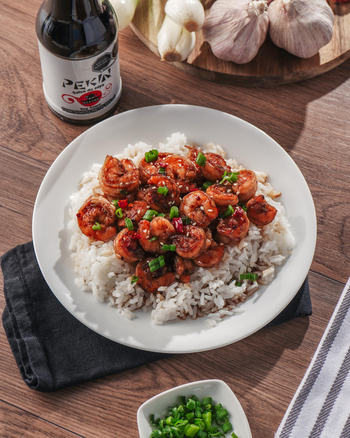 Camarones en Salsas Negras