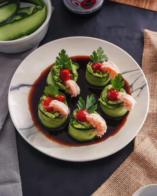 ROLLITOS DE PEPINO CON CAMARÓN