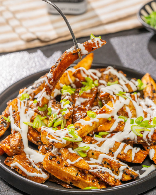 PAPAS FRITAS AL AJO Y AJONJOLÍ